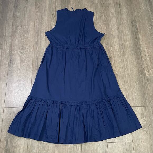 J Crew Tie Front Tiered Lined Sleeveless Midi Flowy Dress US Women's 2 New - Picture 4 of 7